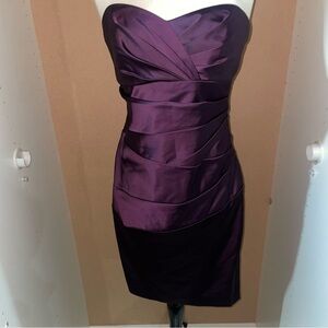 Strapless Dark Purple Strapless Cocktail Dress